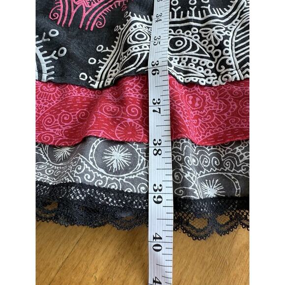 Desigual Womens Dress L Black Floral Mandala Viscose Blend Belted Fit Flare - Picture 11 of 11